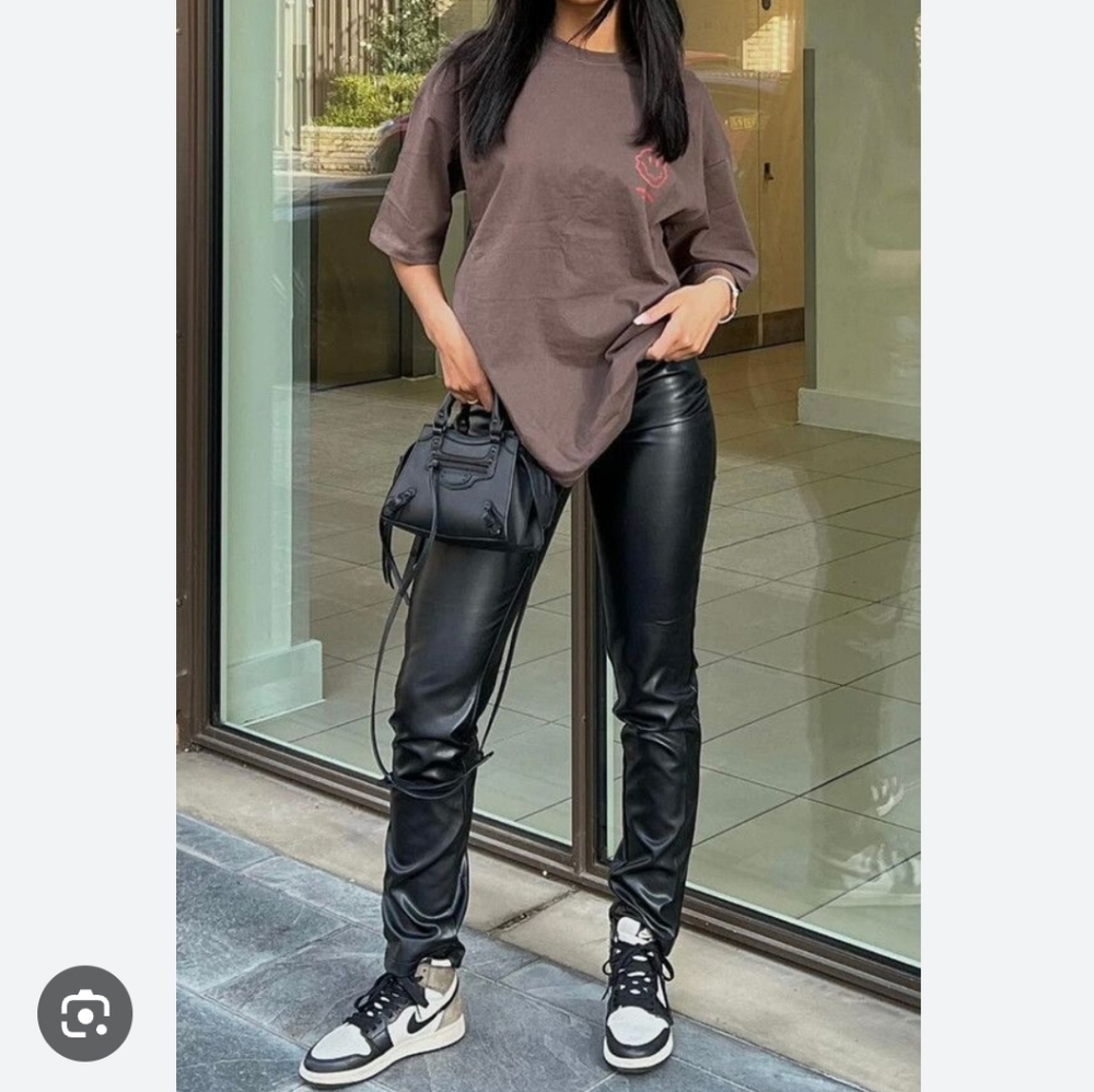 White fox faux leather pants